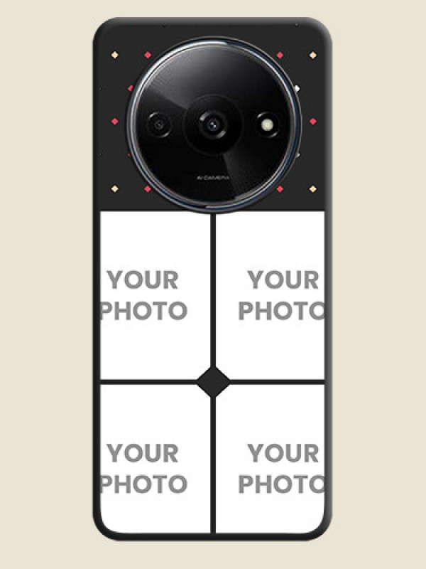 Custom Multicolor Dotted Pattern with 4 Image Holder on Space Black Custom Soft Matte Phone Cases - Poco C61 - alternate view