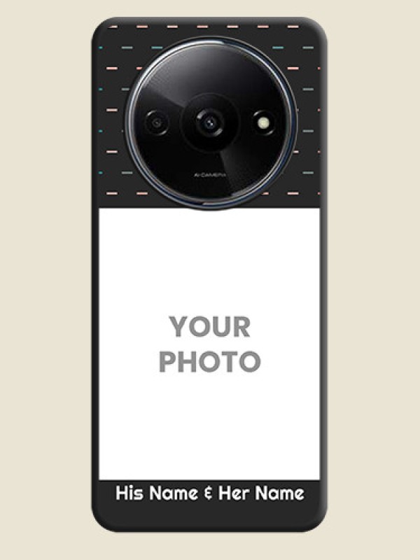 Custom Line Pattern Design with Text on Space Black Custom Soft Matte Phone Back Cover - Poco C61 - alternate view