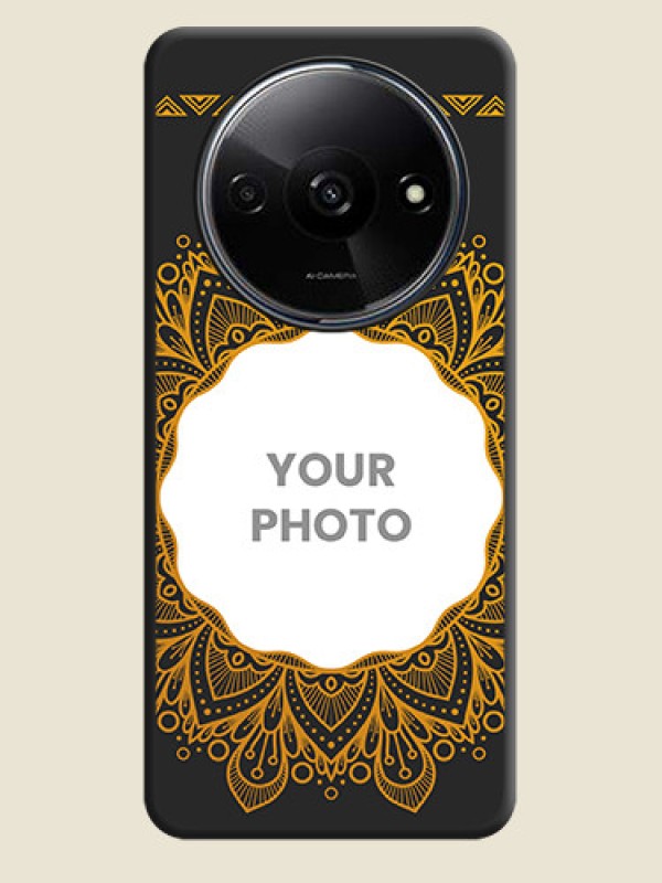 Custom Round Image with Floral Design - Photo on Space Black Soft Matte Mobile Cover - Poco C61 - alternate view