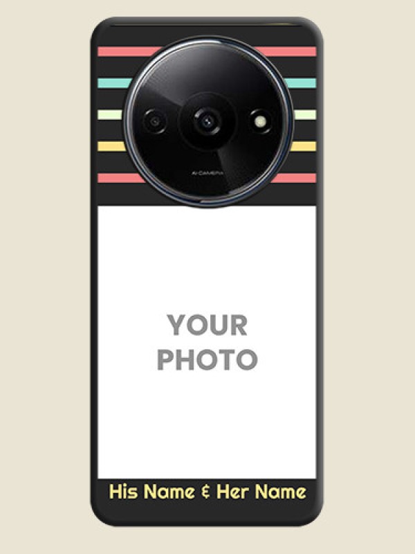 Custom Color Stripes with Photo and Text - Photo on Space Black Soft Matte Mobile Case - Poco C61 - alternate view