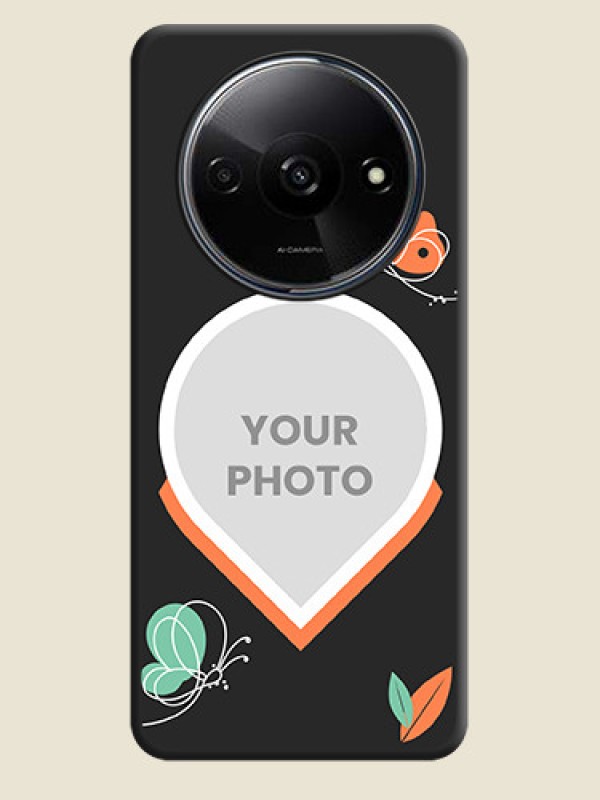 Custom Upload Pic With Simple Butterly Design On Space Black Personalized Soft Matte Phone Covers - Poco C61 - alternate view
