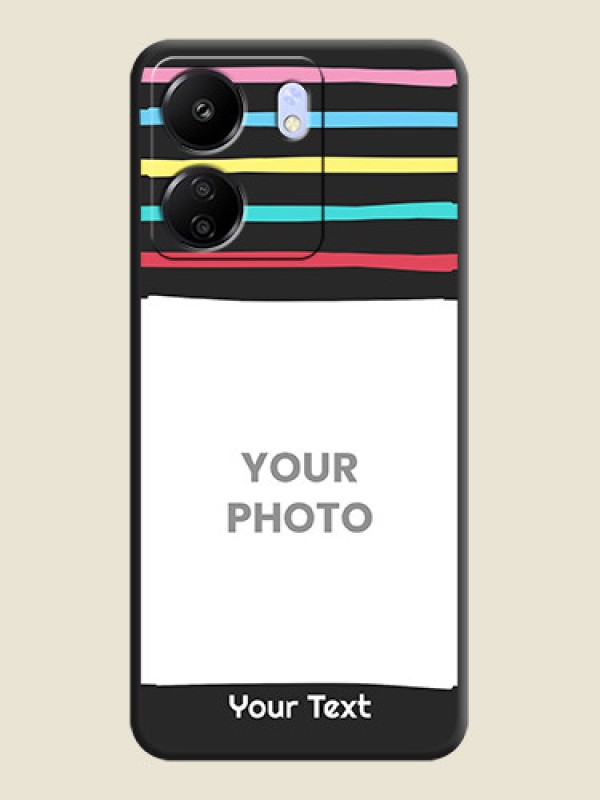 Custom Multicolor Lines with Image On Space Black Custom Soft Matte Mobile Back Cover - Poco C65 - alternate view