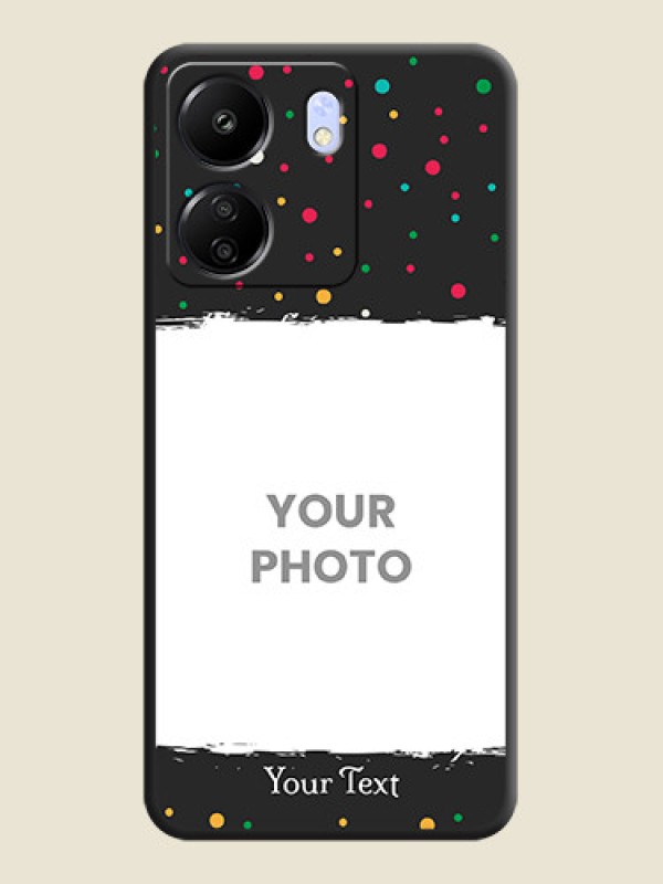 Custom Multicolor Dotted Pattern with Text  On Space Black Custom Soft Matte Mobile Back Cover - Poco C65 - alternate view