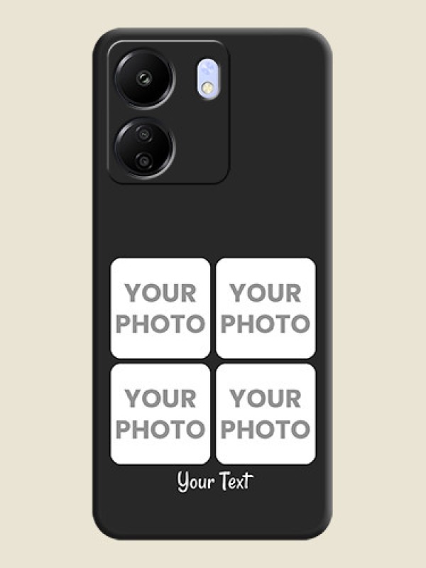 Custom Floral Art with 6 Image Holder on Photo On Space Black Custom Soft Matte Mobile Back Cover - Poco C65 - alternate view