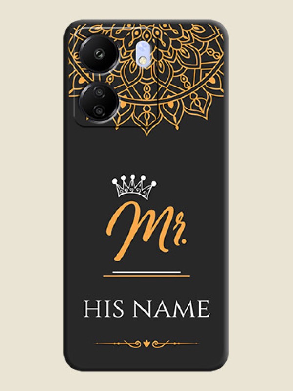 Custom Mr Name with Floral Design On Space Black Custom Soft Matte Mobile Back Cover - Poco C65 - alternate view