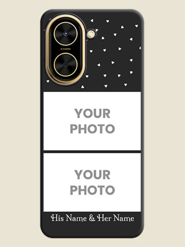 Custom Miniature Love Symbols with Name On Space Black Custom Soft Matte Mobile Back Cover - Poco C71 - alternate view