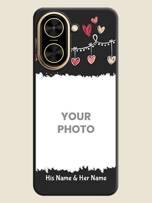 Custom Pink Love Hangings with Name On Space Black Custom Soft Matte Mobile Back Cover - Poco C71 - alternate view