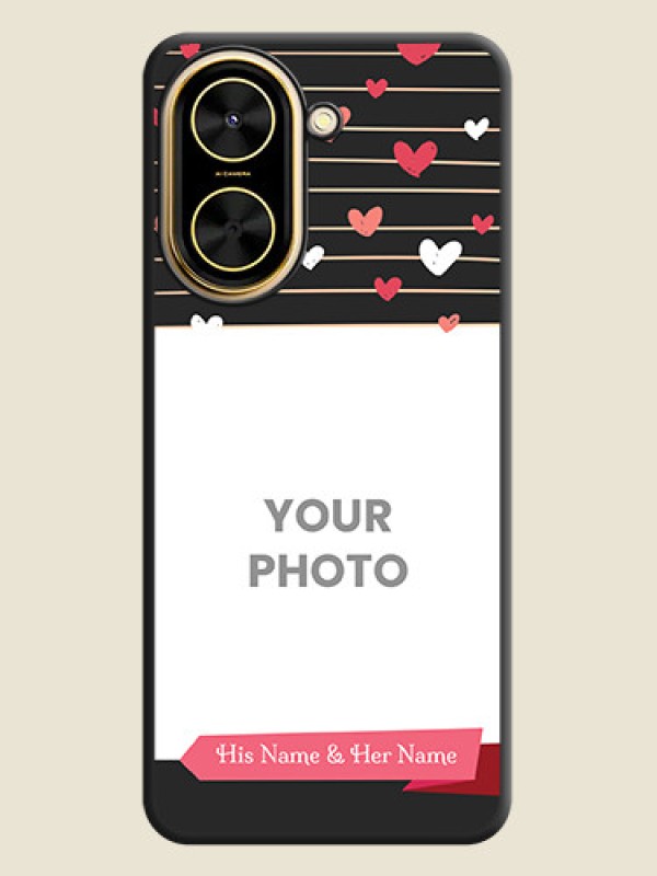 Custom Love Pattern with Name on Pink Ribbon on Photo On Space Black Custom Soft Matte Mobile Back Cover - Poco C71 - alternate view