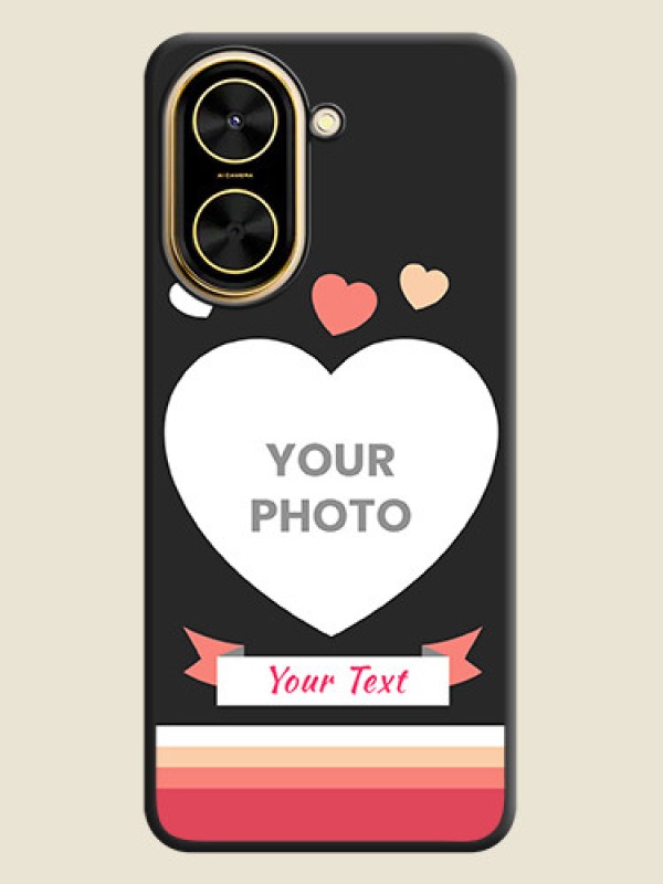 Custom Love Shaped Photo with Colorful Stripes On Space Black Custom Soft Matte Mobile Back Cover - Poco C71 - alternate view