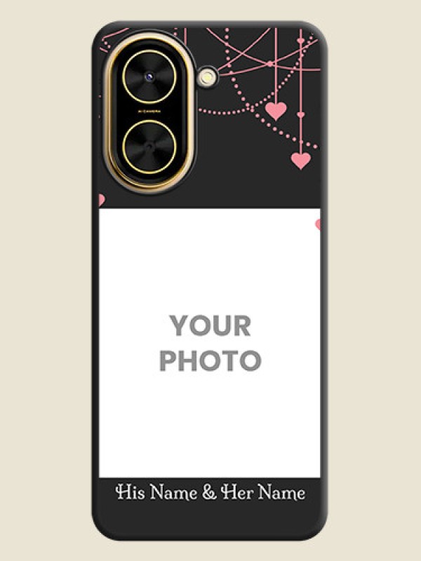 Custom Pink Love Hangings with Text On Space Black Custom Soft Matte Mobile Back Cover - Poco C71 - alternate view