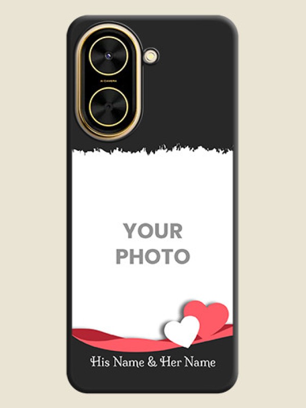 Custom Pin Color Love Shaped Ribbon Design with Text On Space Black Custom Soft Matte Mobile Back Cover - Poco C71 - alternate view