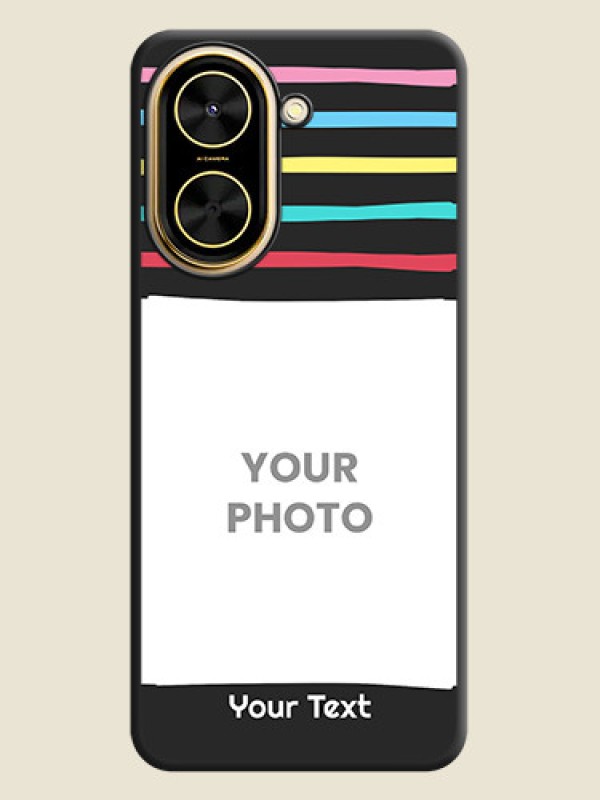 Custom Multicolor Lines with Image On Space Black Custom Soft Matte Mobile Back Cover - Poco C71 - alternate view
