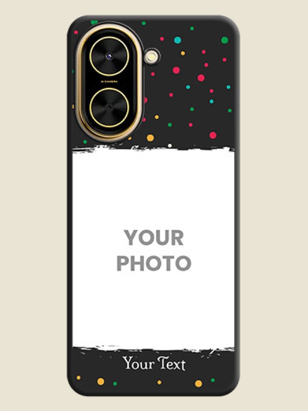 Custom Multicolor Dotted Pattern with Text On Space Black Custom Soft Matte Mobile Back Cover - Poco C71 - alternate view