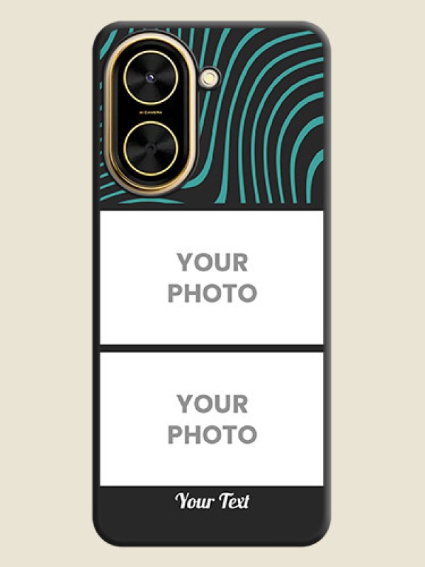 Custom Wave Pattern with 2 Image Holder On Space Black Custom Soft Matte Mobile Back Cover - Poco C71 - alternate view