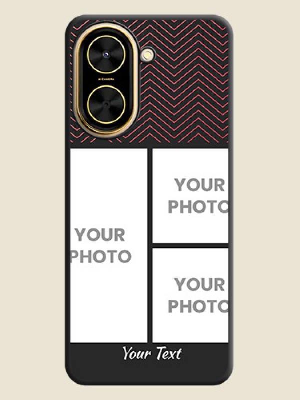 Custom Wave Pattern with 3 Image Holder On Space Black Custom Soft Matte Mobile Back Cover - Poco C71 - alternate view