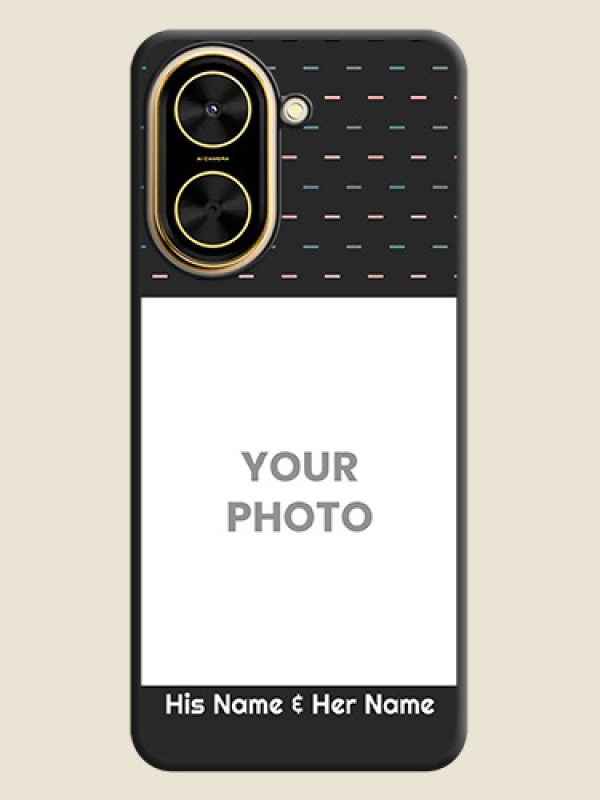 Custom Line Pattern Design with Text On Space Black Custom Soft Matte Mobile Back Cover - Poco C71 - alternate view