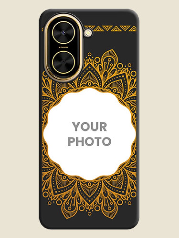 Custom Round Image with Floral Design On Space Black Custom Soft Matte Mobile Back Cover - Poco C71 - alternate view