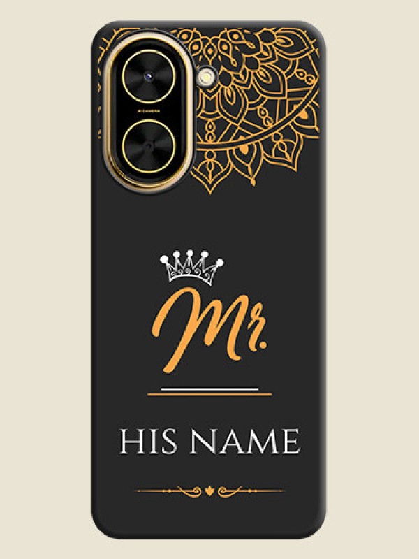 Custom Mr Name with Floral Design On Space Black Custom Soft Matte Mobile Back Cover - Poco C71 - alternate view