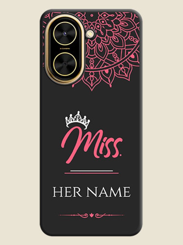 Custom Mrs Name with Floral Design On Space Black Custom Soft Matte Mobile Back Cover - Poco C71 - alternate view