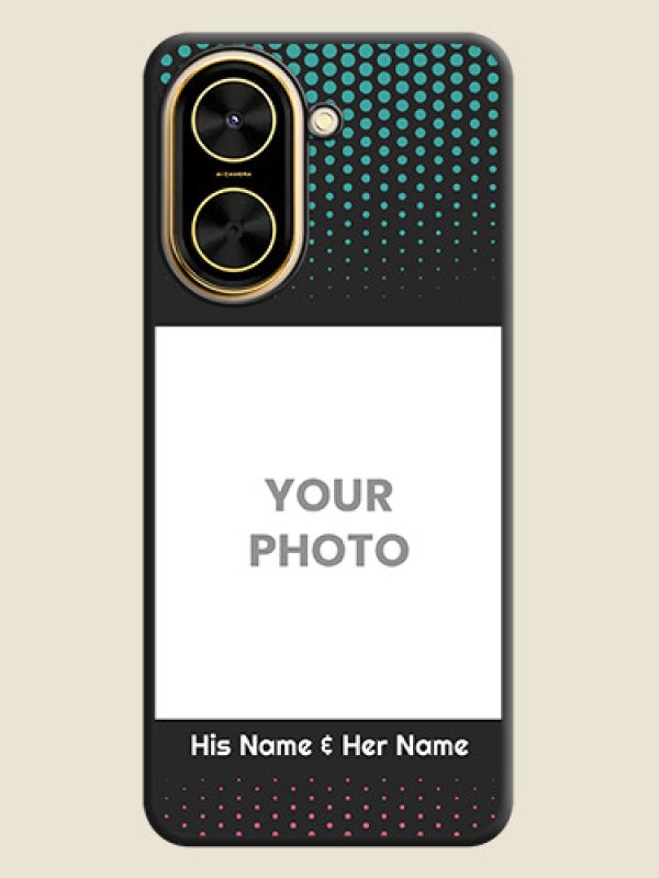 Custom Faded Dots with Grunge Photo Frame and Text On Space Black Custom Soft Matte Mobile Back Cover - Poco C71 - alternate view