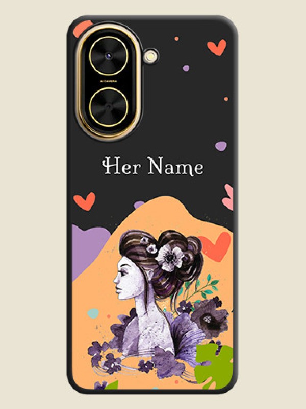 Custom Namecase For Her With Fancy Lady Image On Space Black Custom Soft Matte Mobile Back Cover - Poco C71 - alternate view