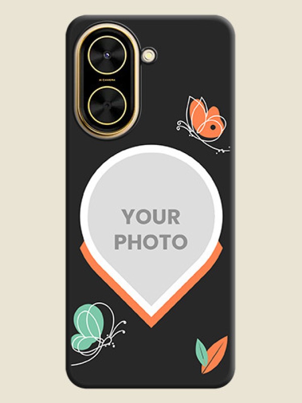 Custom Upload Pic With Simple Butterly Design On Space Black Custom Soft Matte Mobile Back Cover - Poco C71 - alternate view