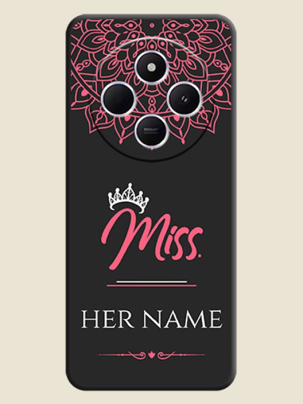 Custom Mrs Name with Floral Design On Space Black Custom Soft Matte Mobile Back Cover - Poco C75 5G - alternate view