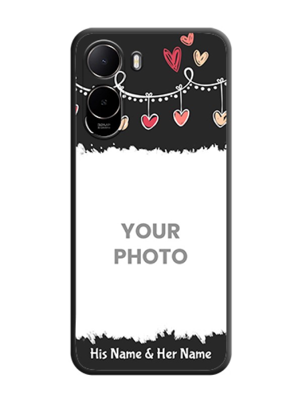 Custom Pink Love Hangings with Name On Space Black Custom Soft Matte Mobile Back Cover - Poco C81 - alternate view