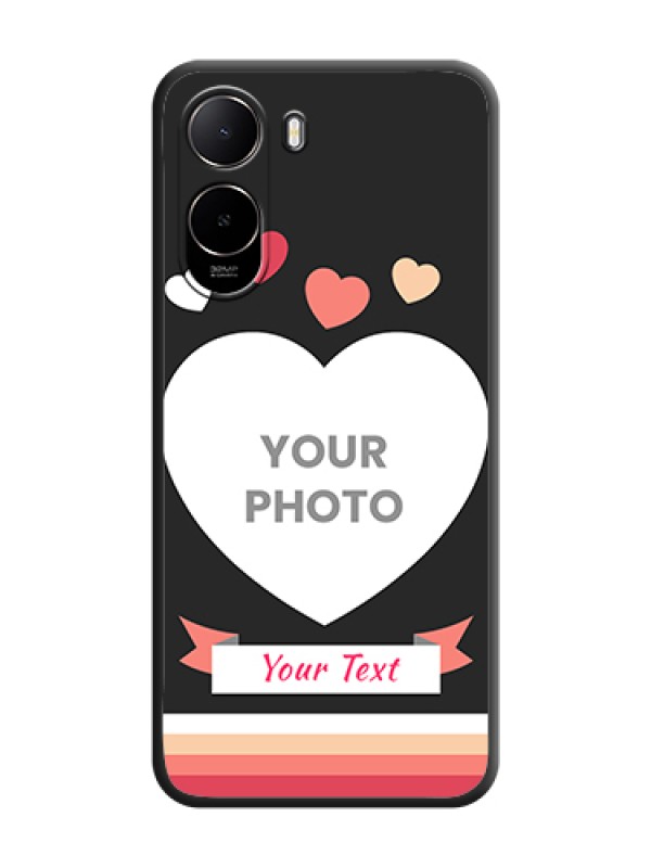Custom Love Shaped Photo with Colorful Stripes On Space Black Custom Soft Matte Mobile Back Cover - Poco C81 - alternate view