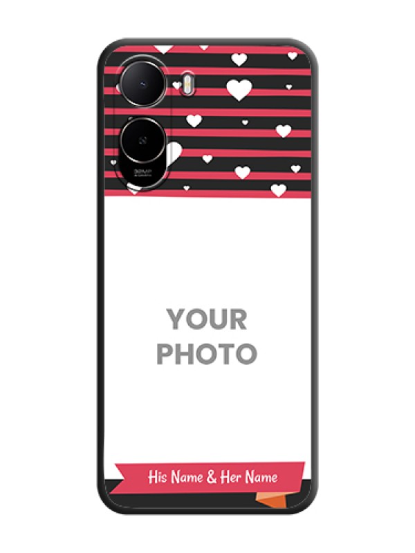Custom White Color Love Symbols with Pink Lines Pattern On Space Black Custom Soft Matte Mobile Back Cover - Poco C81 - alternate view