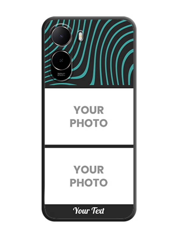 Custom Wave Pattern with 2 Image Holder On Space Black Custom Soft Matte Mobile Back Cover - Poco C81 - alternate view