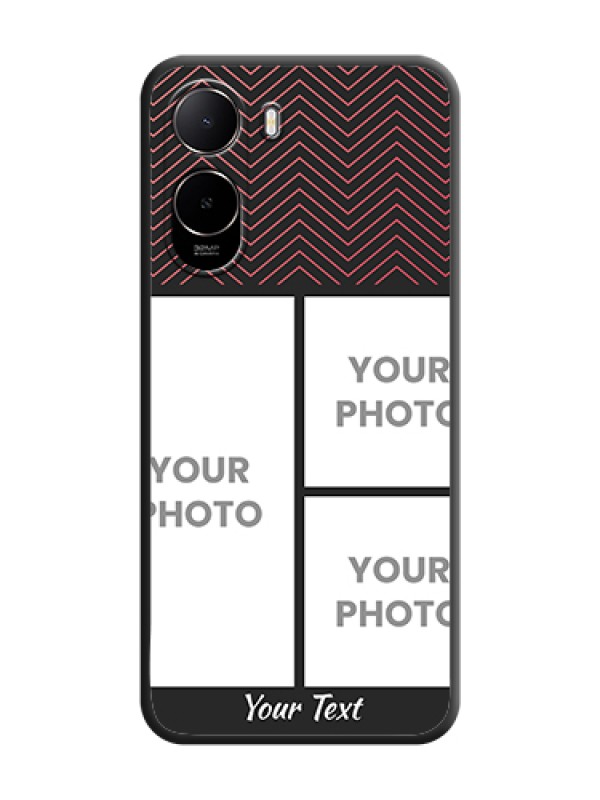 Custom Wave Pattern with 3 Image Holder On Space Black Custom Soft Matte Mobile Back Cover - Poco C81 - alternate view