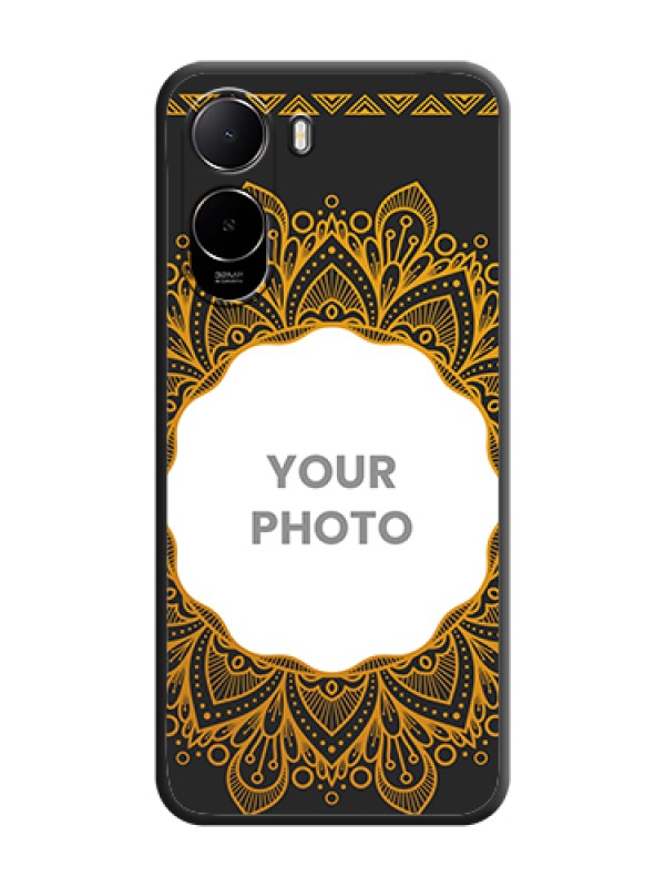 Custom Round Image with Floral Design On Space Black Custom Soft Matte Mobile Back Cover - Poco C81 - alternate view
