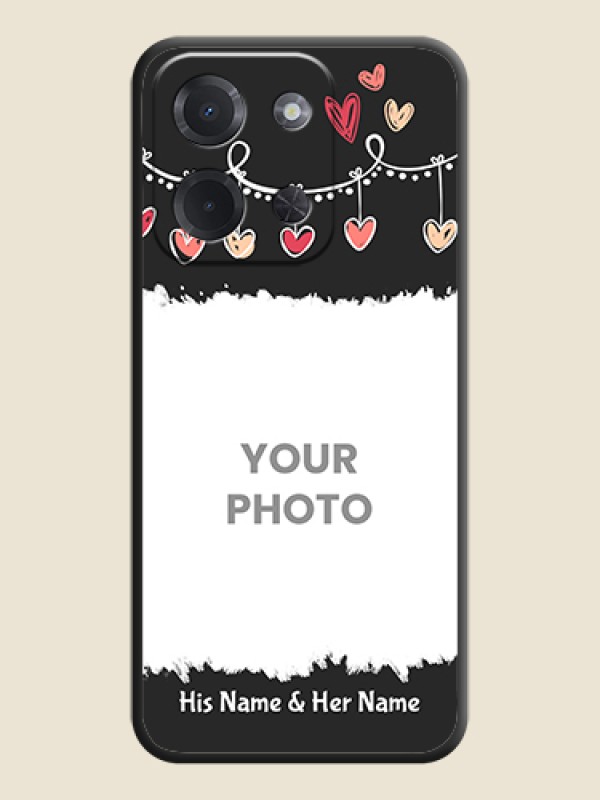 Custom Pink Love Hangings with Name On Space Black Custom Soft Matte Mobile Back Cover - Poco C85 5G - alternate view