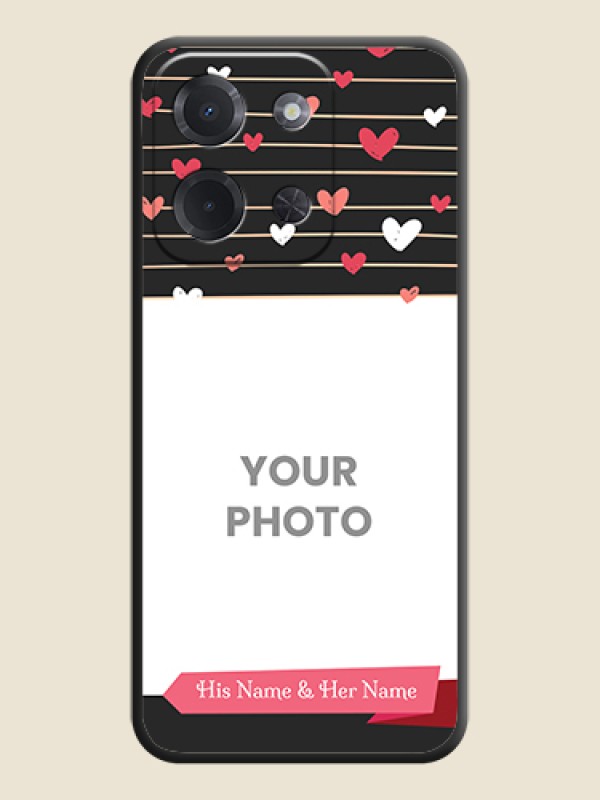 Custom Love Pattern with Name on Pink Ribbon on Photo On Space Black Custom Soft Matte Mobile Back Cover - Poco C85 5G - alternate view