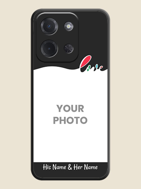 Custom Fall in Love Pattern with Picture on Photo On Space Black Custom Soft Matte Mobile Back Cover - Poco C85 5G - alternate view