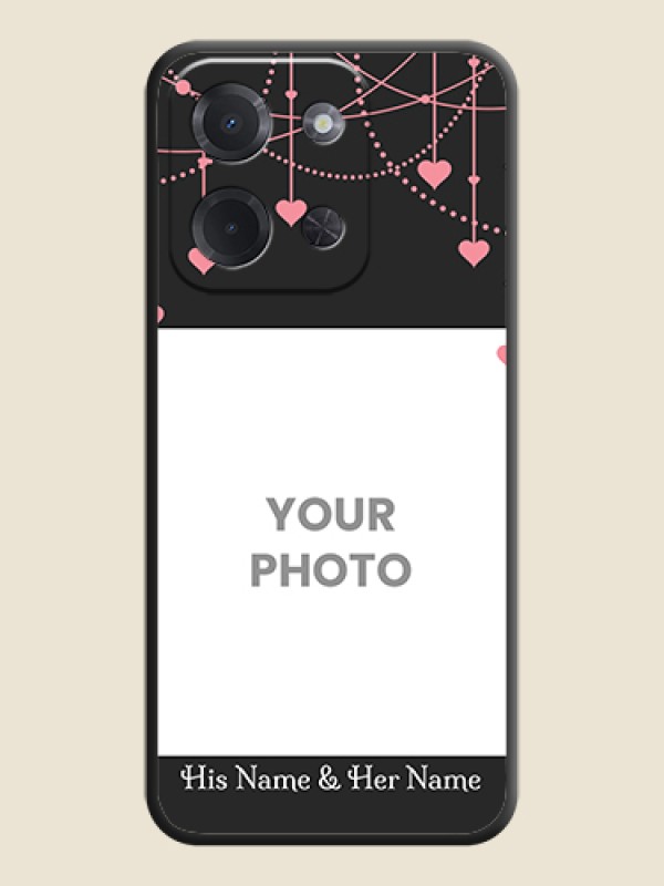 Custom Pink Love Hangings with Text On Space Black Custom Soft Matte Mobile Back Cover - Poco C85 5G - alternate view