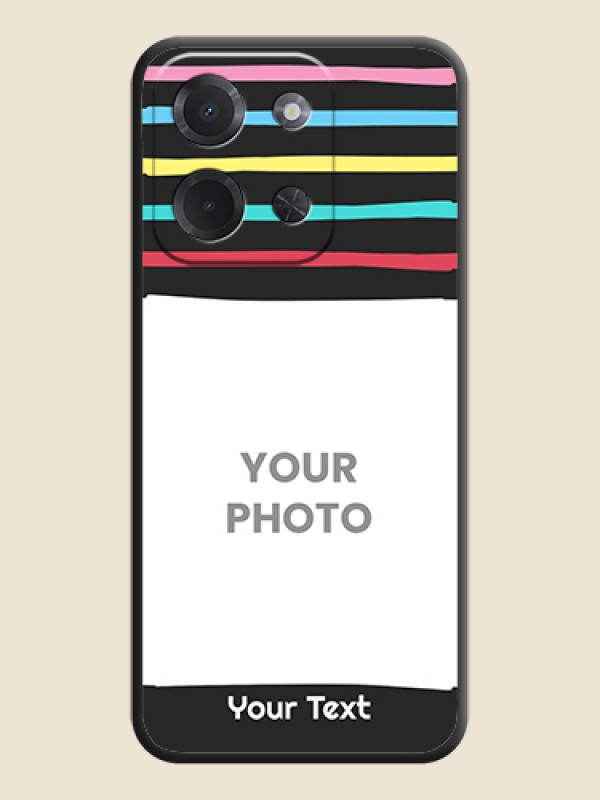Custom Multicolor Lines with Image On Space Black Custom Soft Matte Mobile Back Cover - Poco C85 5G - alternate view