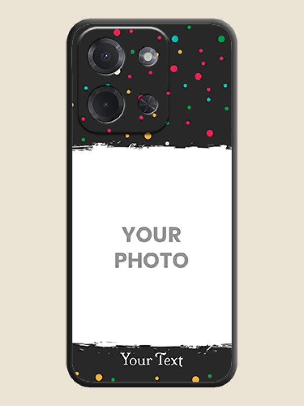 Custom Multicolor Dotted Pattern with Text On Space Black Custom Soft Matte Mobile Back Cover - Poco C85 5G - alternate view