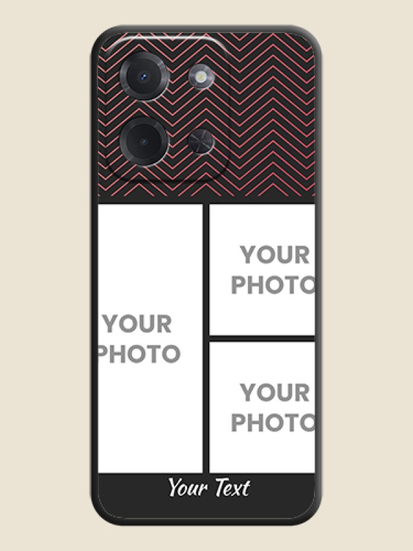 Custom Wave Pattern with 3 Image Holder On Space Black Custom Soft Matte Mobile Back Cover - Poco C85 5G - alternate view