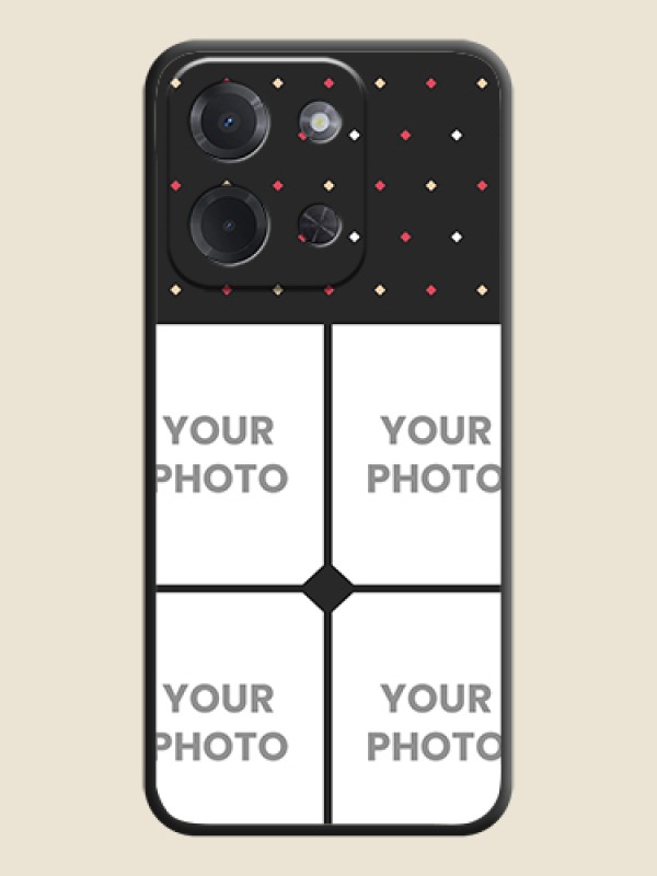 Custom Multicolor Dotted Pattern with 4 Image Holder On Space Black Custom Soft Matte Mobile Back Cover - Poco C85 5G - alternate view