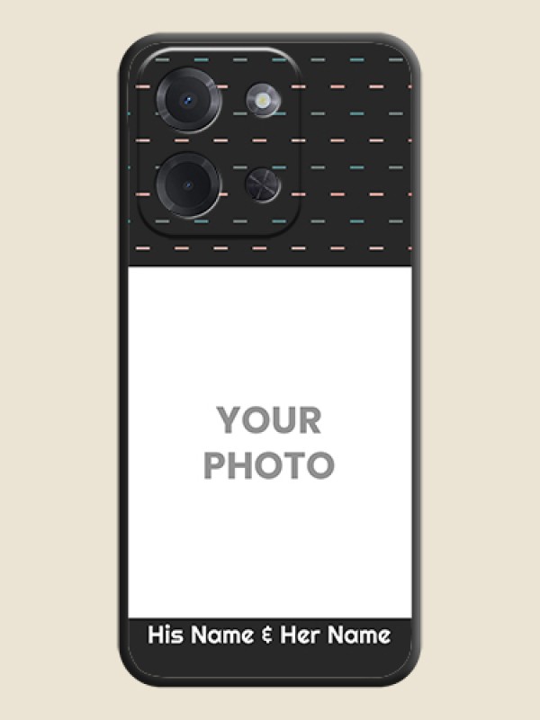 Custom Line Pattern Design with Text On Space Black Custom Soft Matte Mobile Back Cover - Poco C85 5G - alternate view