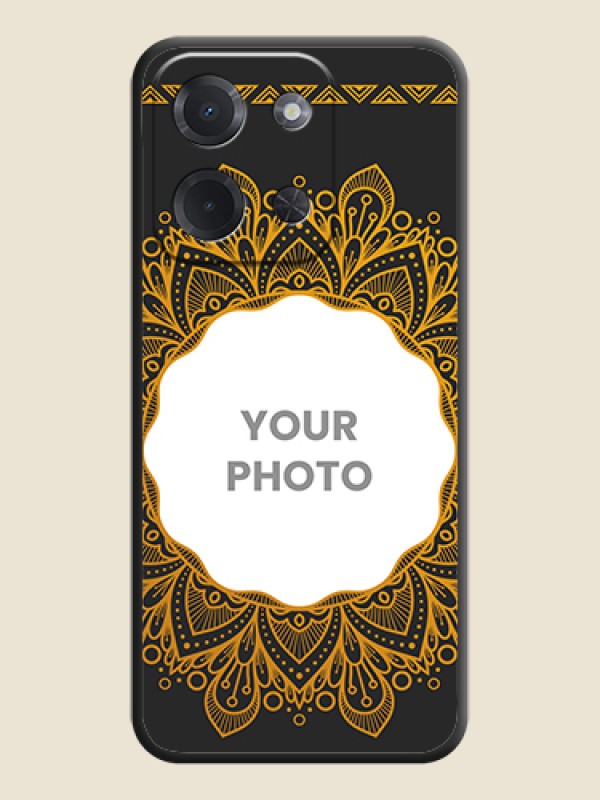 Custom Round Image with Floral Design On Space Black Custom Soft Matte Mobile Back Cover - Poco C85 5G - alternate view