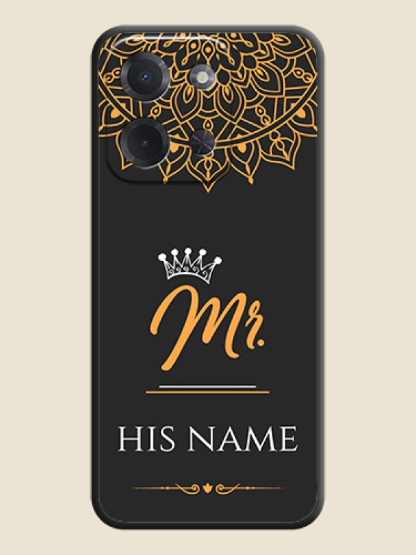 Custom Mr Name with Floral Design On Space Black Custom Soft Matte Mobile Back Cover - Poco C85 5G - alternate view
