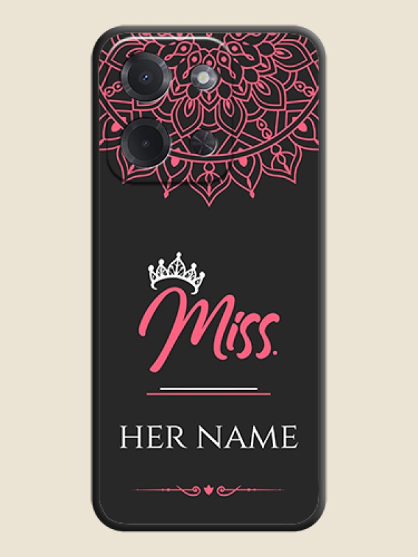 Custom Mrs Name with Floral Design On Space Black Custom Soft Matte Mobile Back Cover - Poco C85 5G - alternate view
