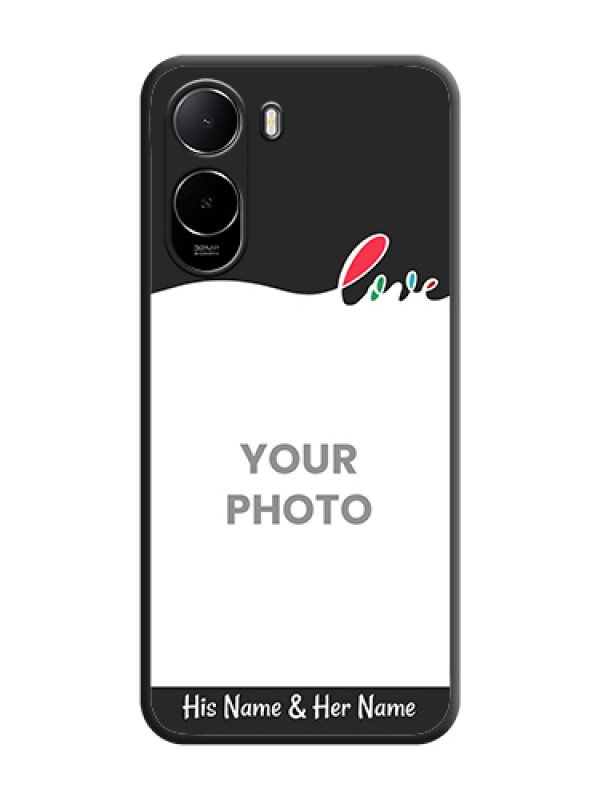 Custom Fall in Love Pattern with Picture on Photo On Space Black Custom Soft Matte Mobile Back Cover - Poco C85X 5G - alternate view