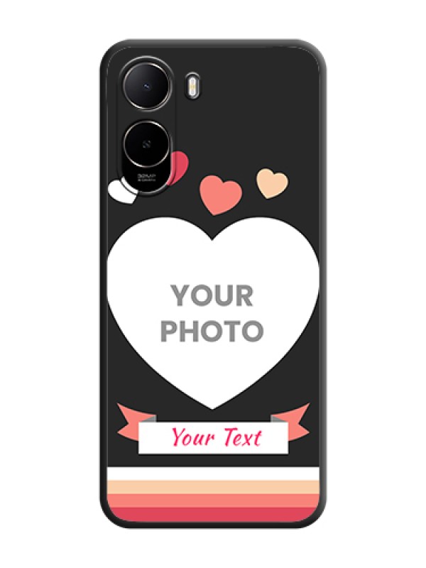 Custom Love Shaped Photo with Colorful Stripes On Space Black Custom Soft Matte Mobile Back Cover - Poco C85X 5G - alternate view
