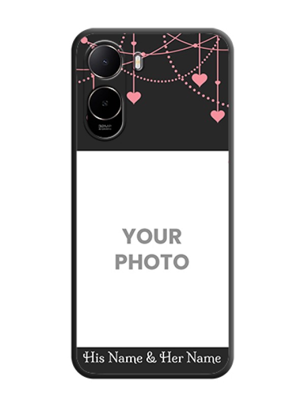 Custom Pink Love Hangings with Text On Space Black Custom Soft Matte Mobile Back Cover - Poco C85X 5G - alternate view