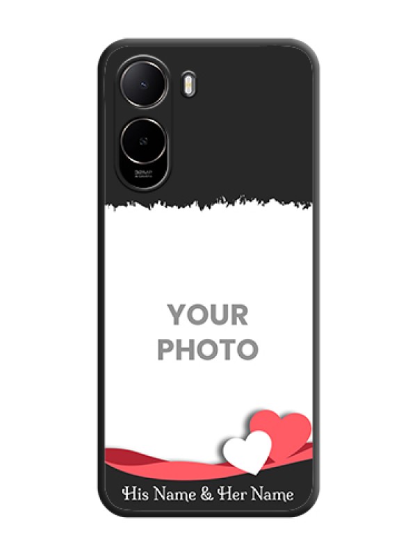 Custom Pin Color Love Shaped Ribbon Design with Text On Space Black Custom Soft Matte Mobile Back Cover - Poco C85X 5G - alternate view