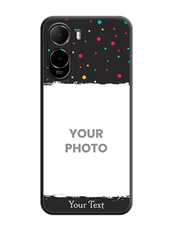 Custom Multicolor Dotted Pattern with Text On Space Black Custom Soft Matte Mobile Back Cover - Poco C85X 5G - alternate view
